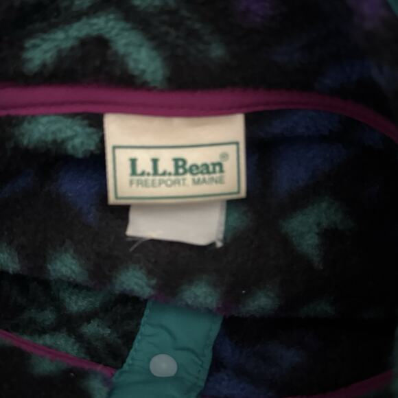 LL Bean Shirt Mens Medium Blue Green Fair Isle‎ Snap Fleece Retro Vintage 90s - Picture 6 of 11